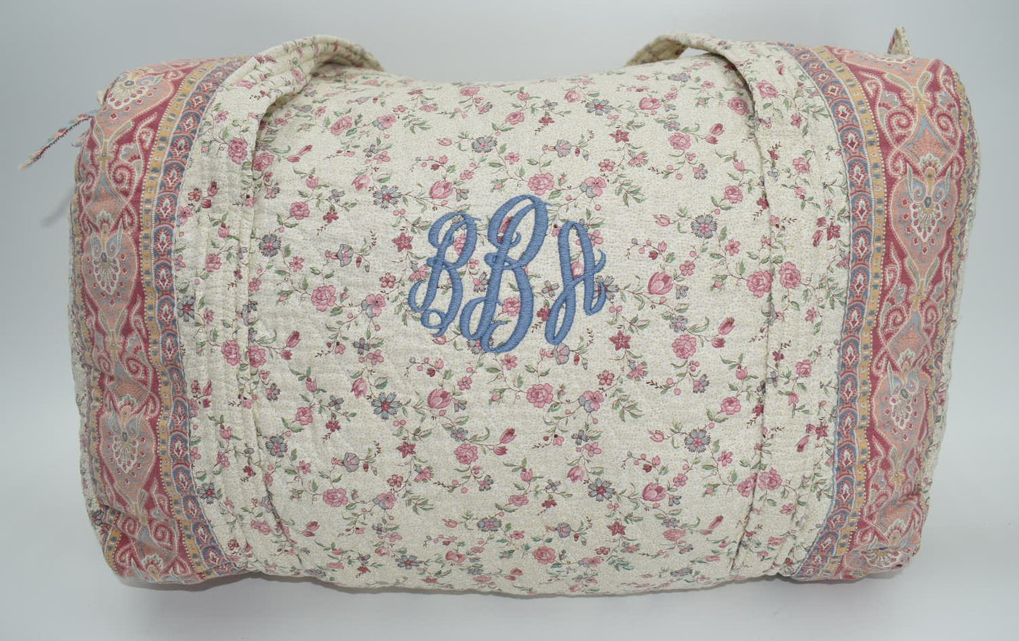Vintage Vera Bradley Large Duffel Bag in "Cream-1985" Pattern