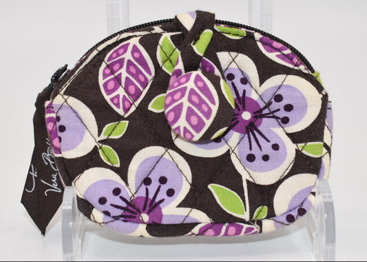 Vera Bradley Button Coin Purse in "Plum Petals" Pattern