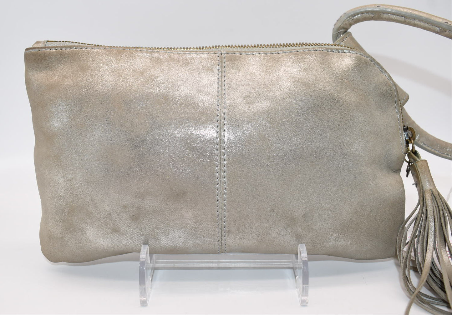 HOBO INTL Sable Whipstitch Tassel Wristlet in Granite Gray Leather