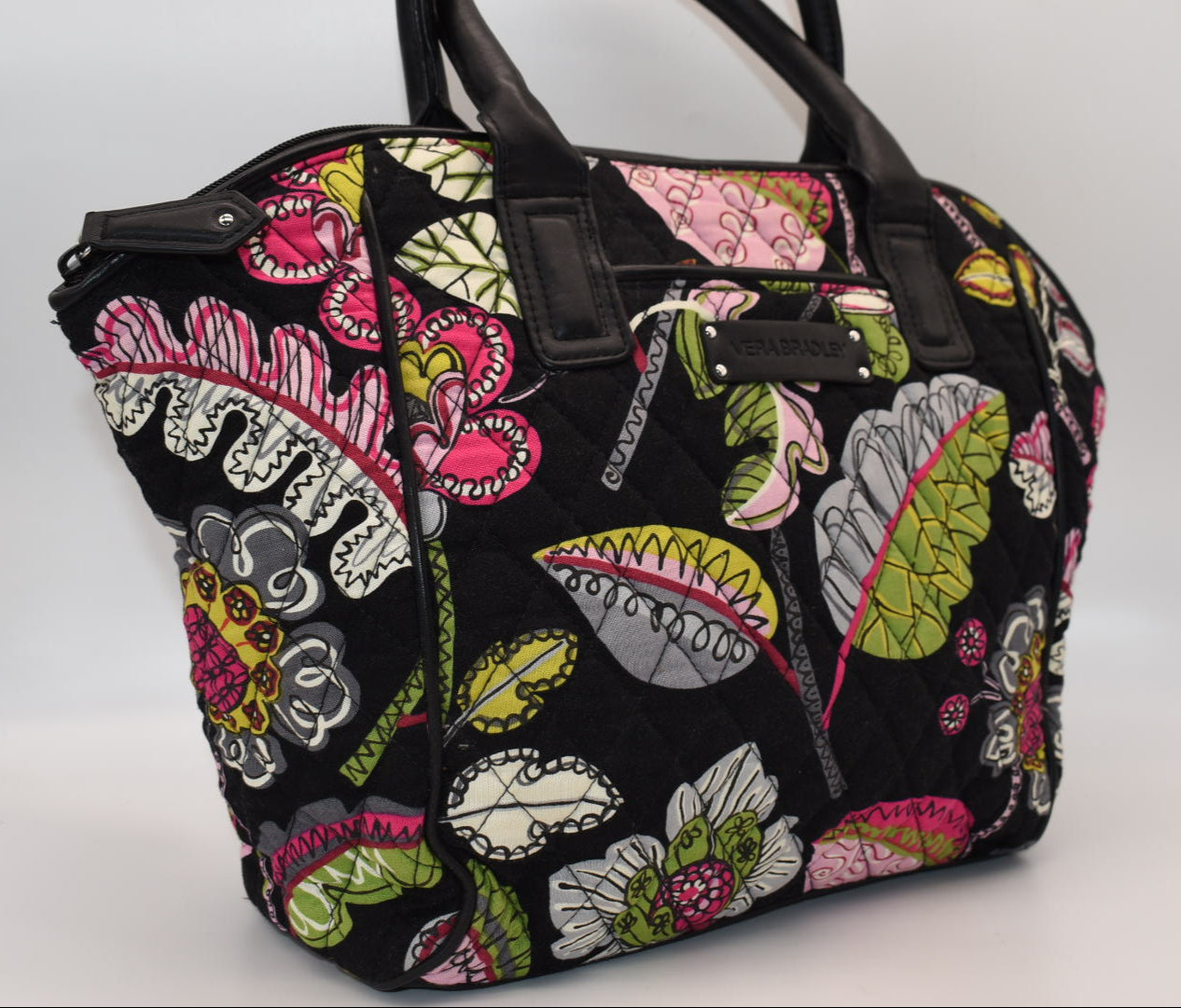 Vera Bradley Trimmed Satchel Bag in "Moon Blooms" Pattern