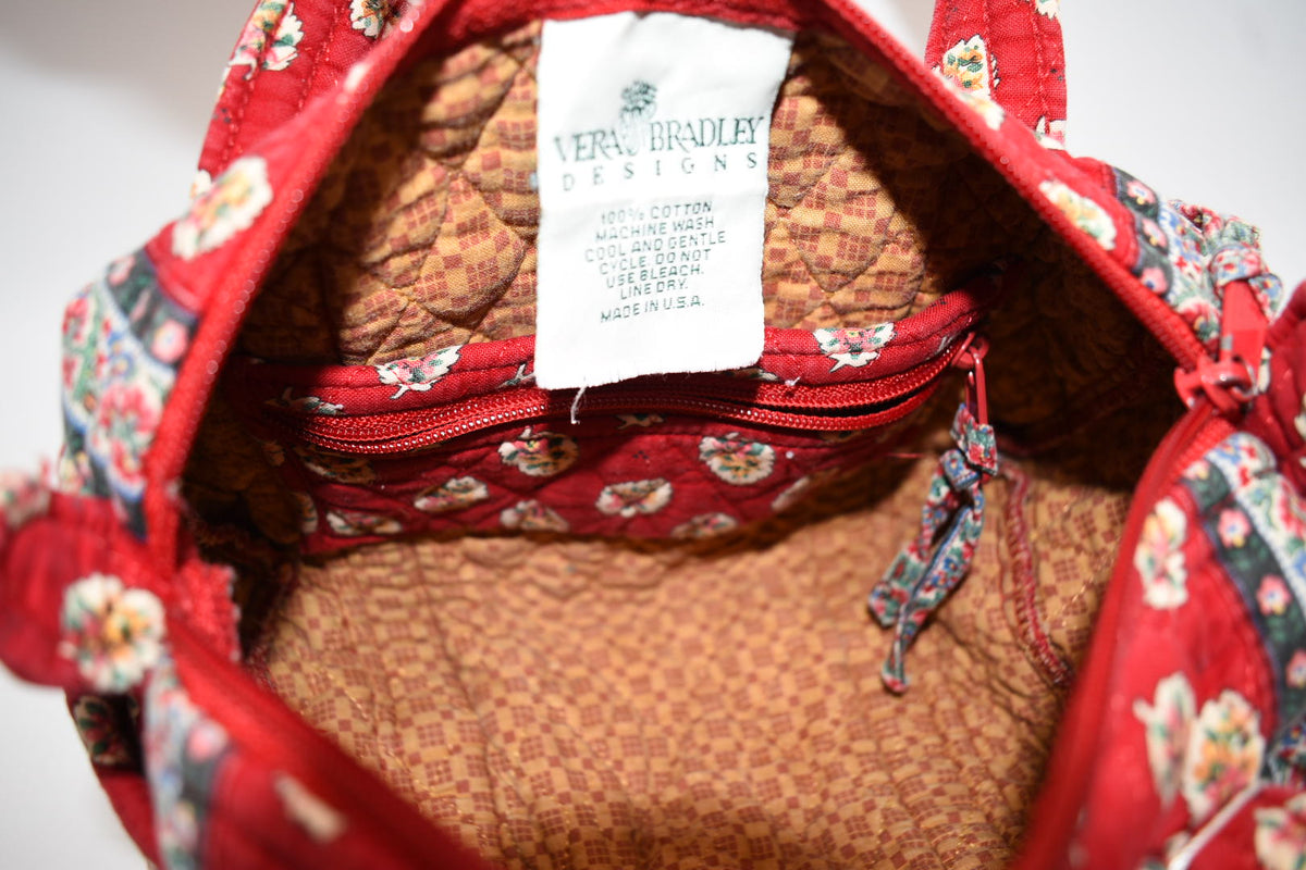 Vintage Vera Bradley Small Satchel Bag in "Red Leaf -1997" Pattern