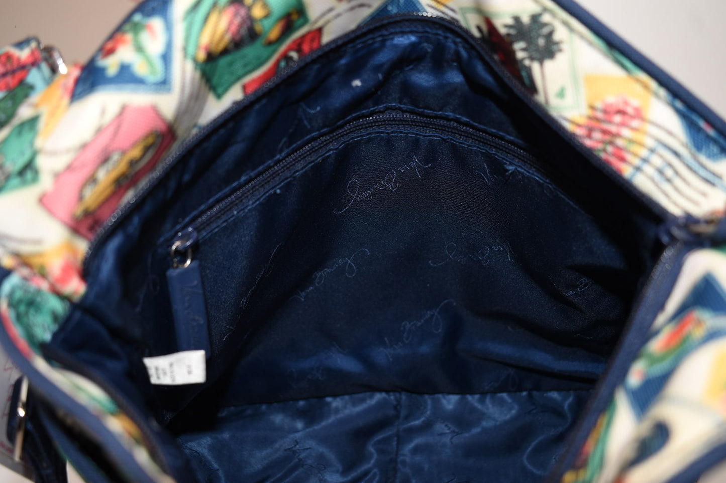 Vera Bradley Reactive Double Pocket Crossbody Bag in "Cuban Stamps" Pattern