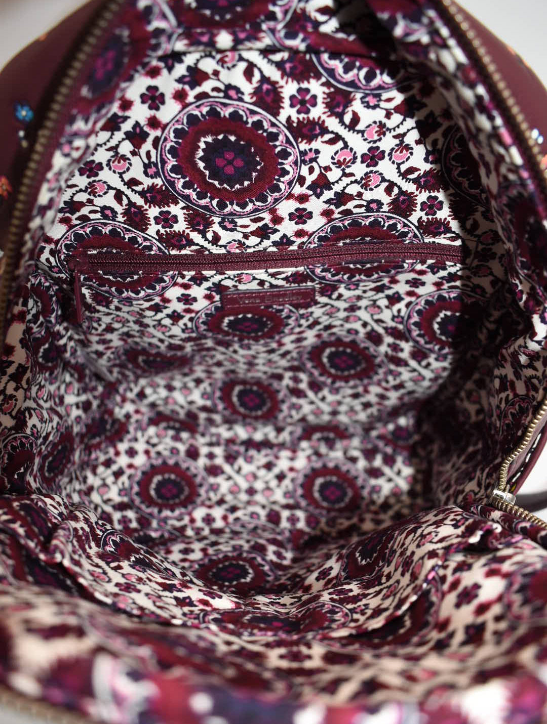 Vera Bradley Leather Carryall Backpack in "Mulled Wine" Pattern