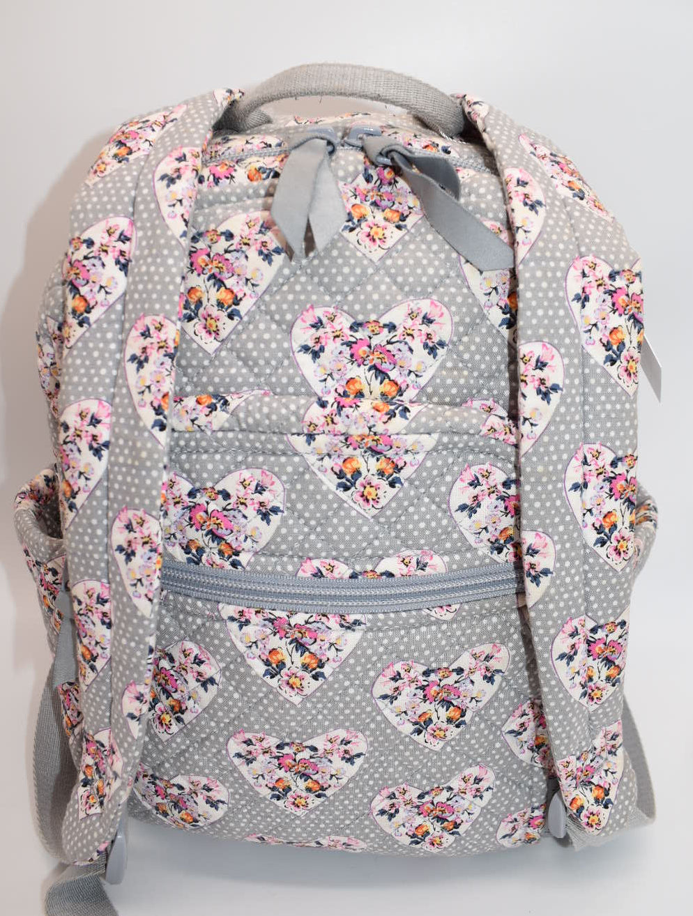Vera Bradley Small Quilted Cotton Backpack in "Mon Amour Gray" Pattern
