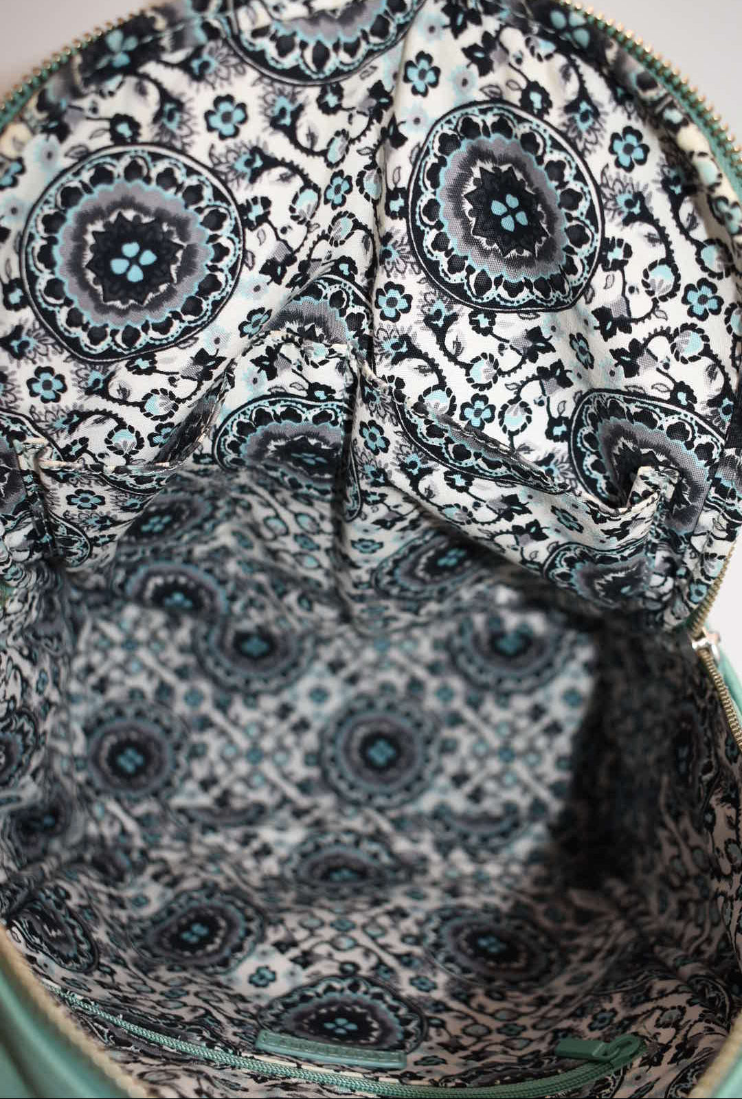 Vera Bradley Leather Carryall Backpack in Mint Green