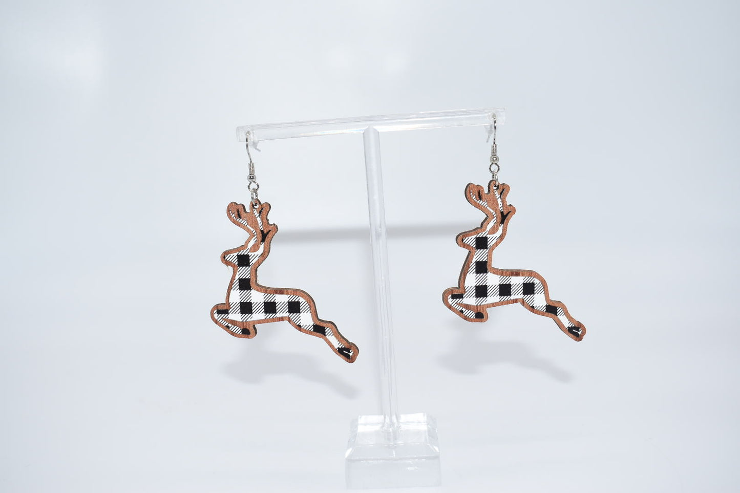 Seasonal Earrings: Plaid Reindeer Drop Earrings