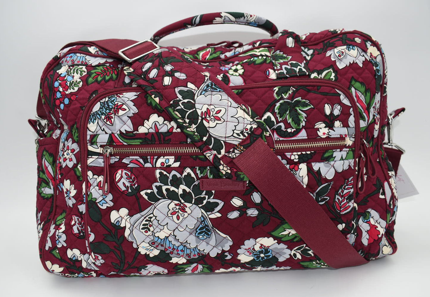 Vera Bradley Iconic Weekender Travel Bag in "Bordeaux Blooms" Pattern