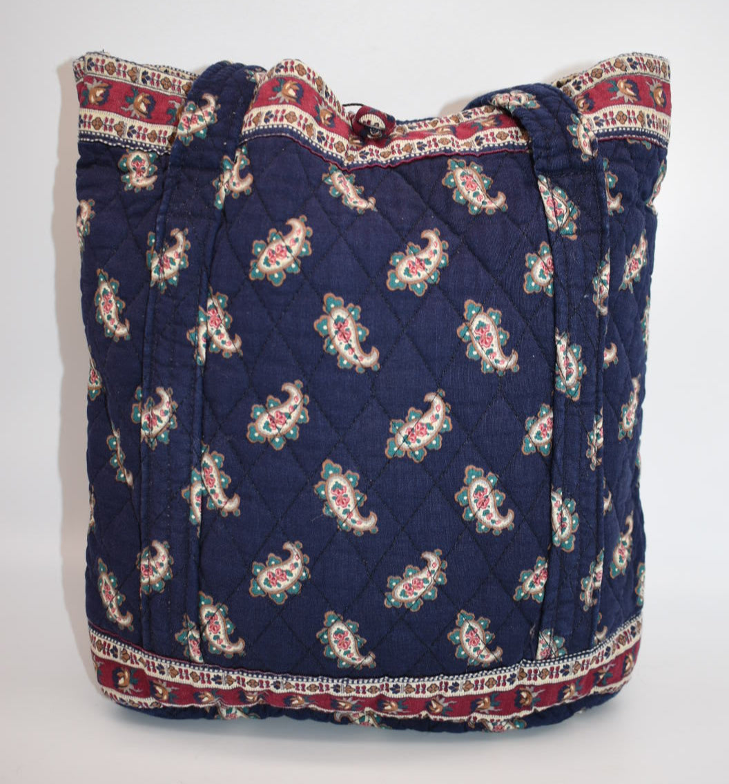 Vintage Vera Bradley Small Tote Bag in "Navy-1991" Pattern