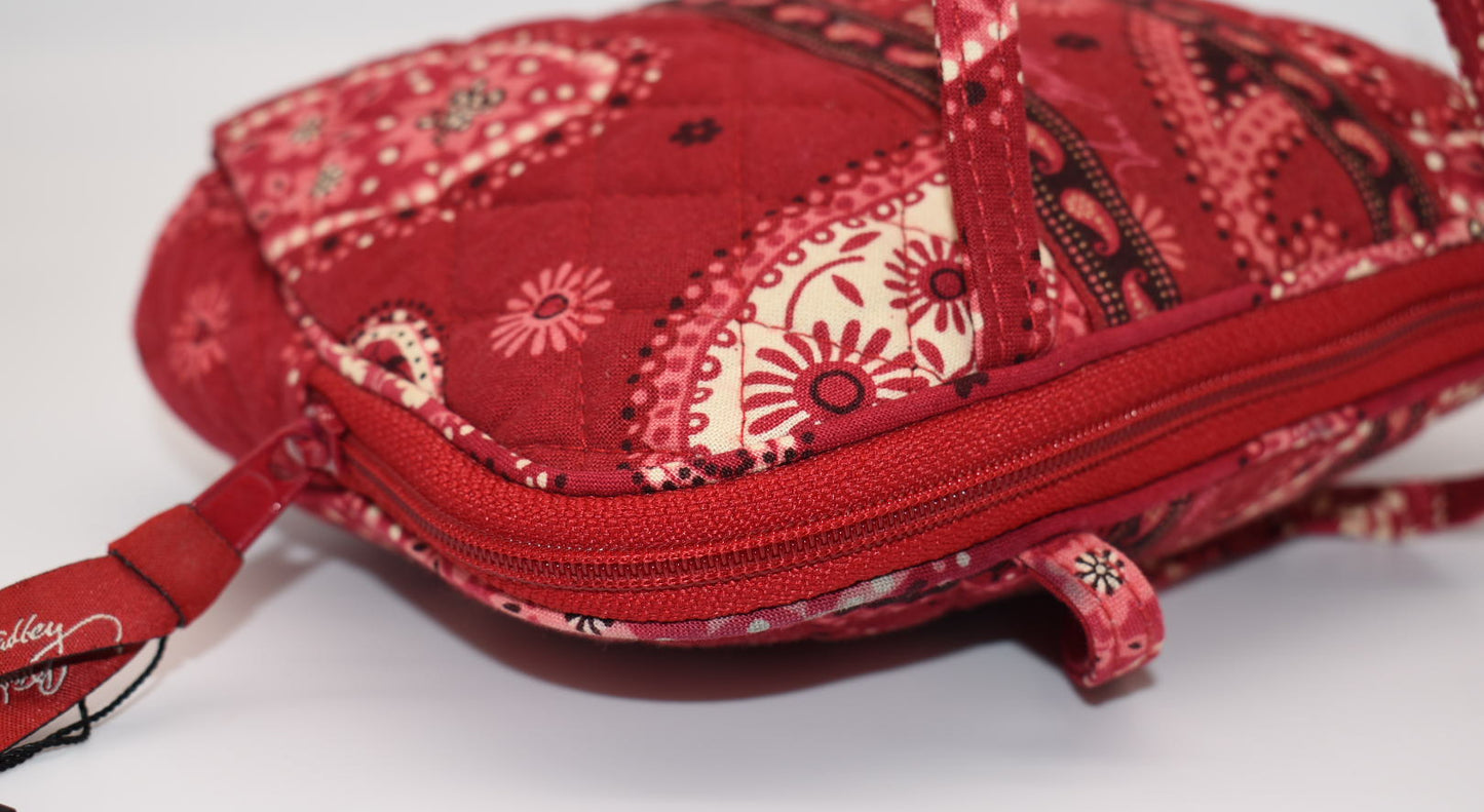 Vera Bradley Quilted Cosmetic Bag in "Mesa Red Paisley" Pattern