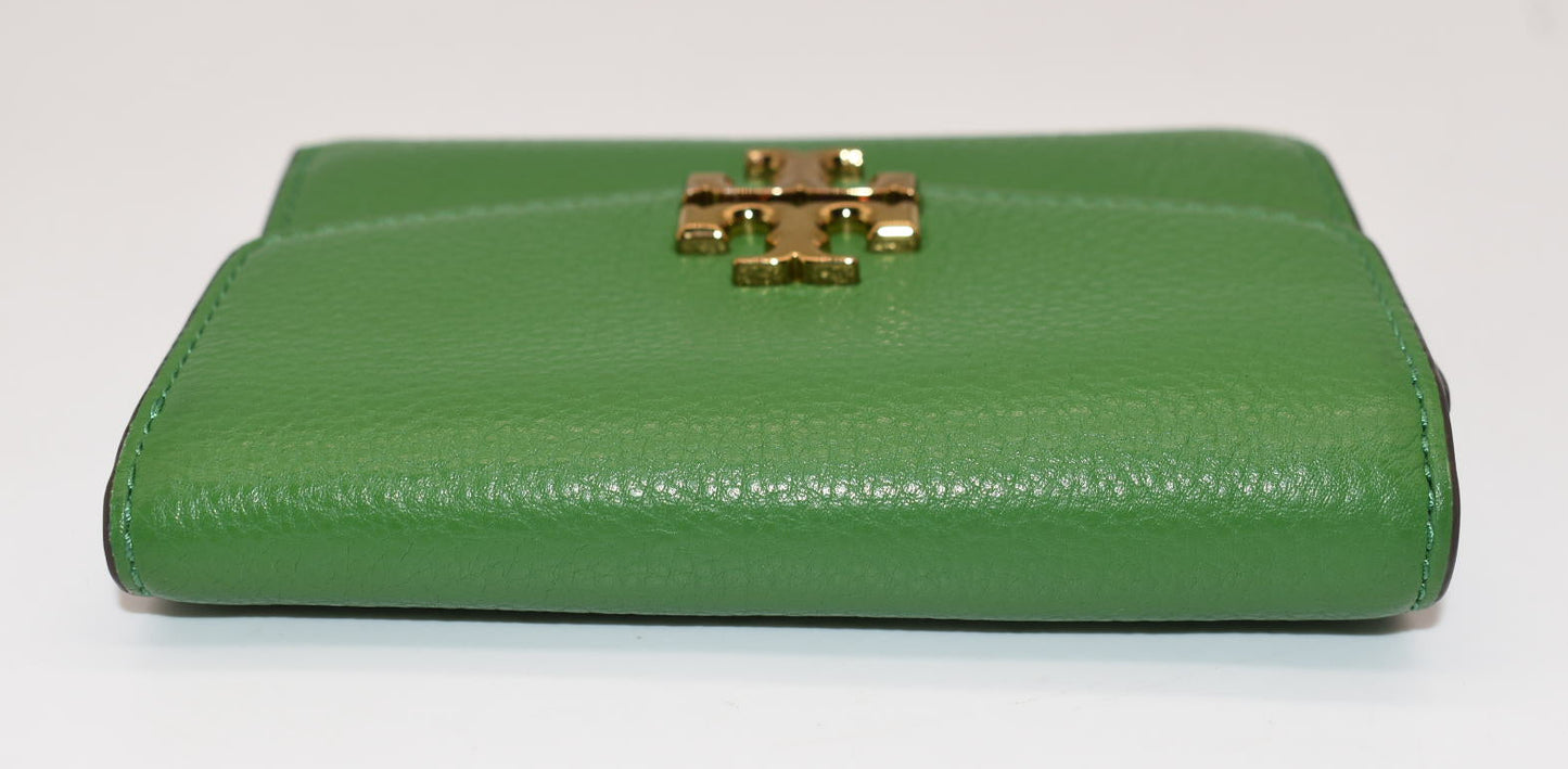 Tory Burch Kira Pebbled Medium Flap Wallet in Poblano Green