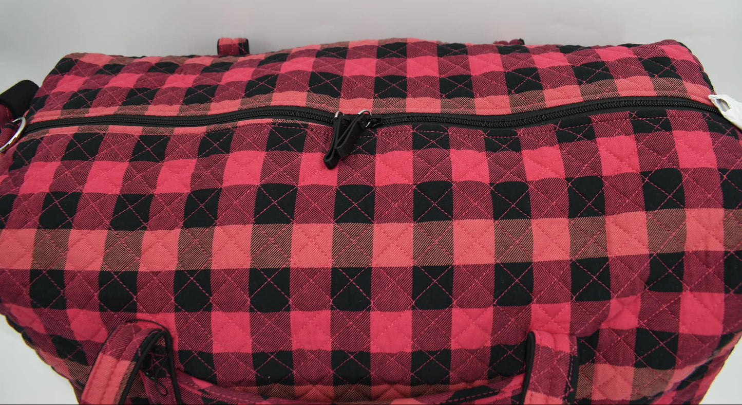 Vera Bradley Large Traveler Duffel Bag in "Garnet Buffalo Check" Pattern