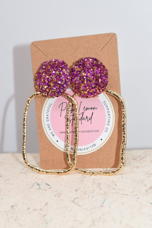 Statement Earrings: Purple & Gold Oval-ation Drop Earrings