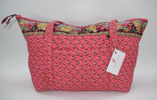 Vera Bradley Miller Travel Tote Bag in "Pink Pansy-2003" Pattern