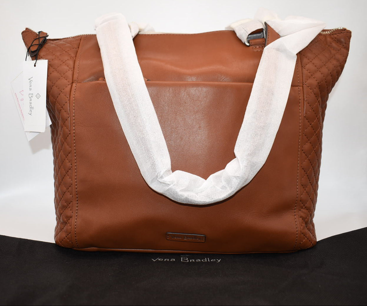 Vera Bradley Carryall Small Leather Tote Bag in Classic Mocha