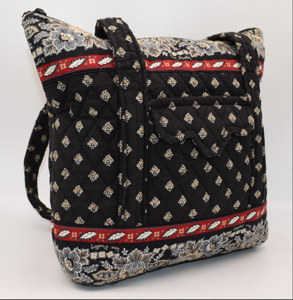 Vera Bradley Little Villager Tote Bag in "Classic Black" Pattern