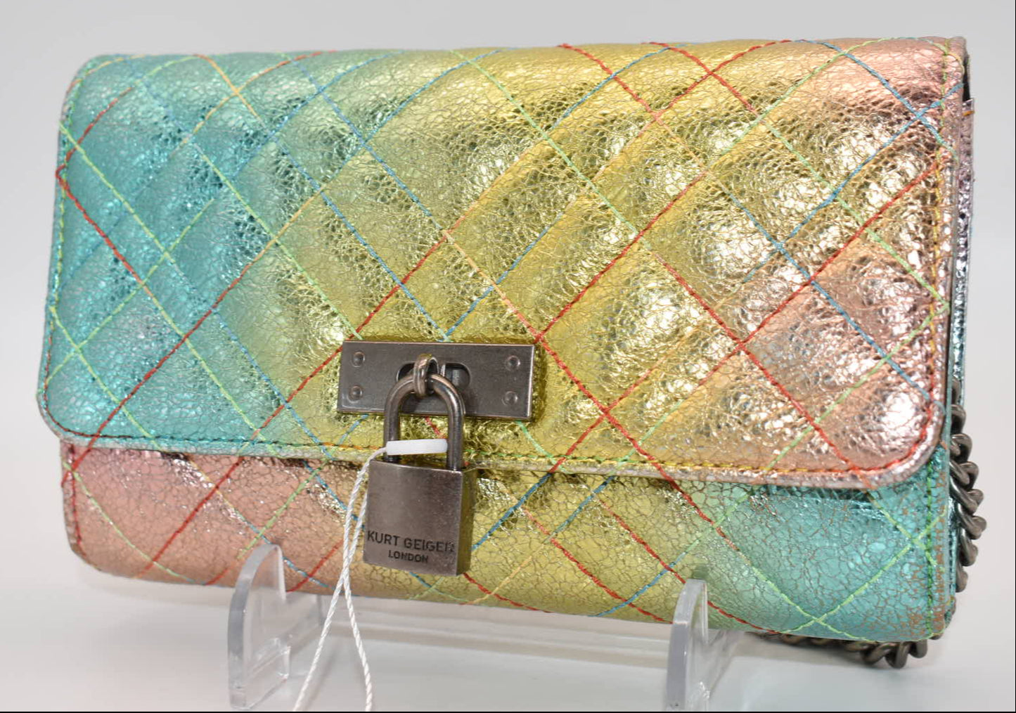 Kurt Geiger Brixton Metallic Rainbow Wallet on a Chain