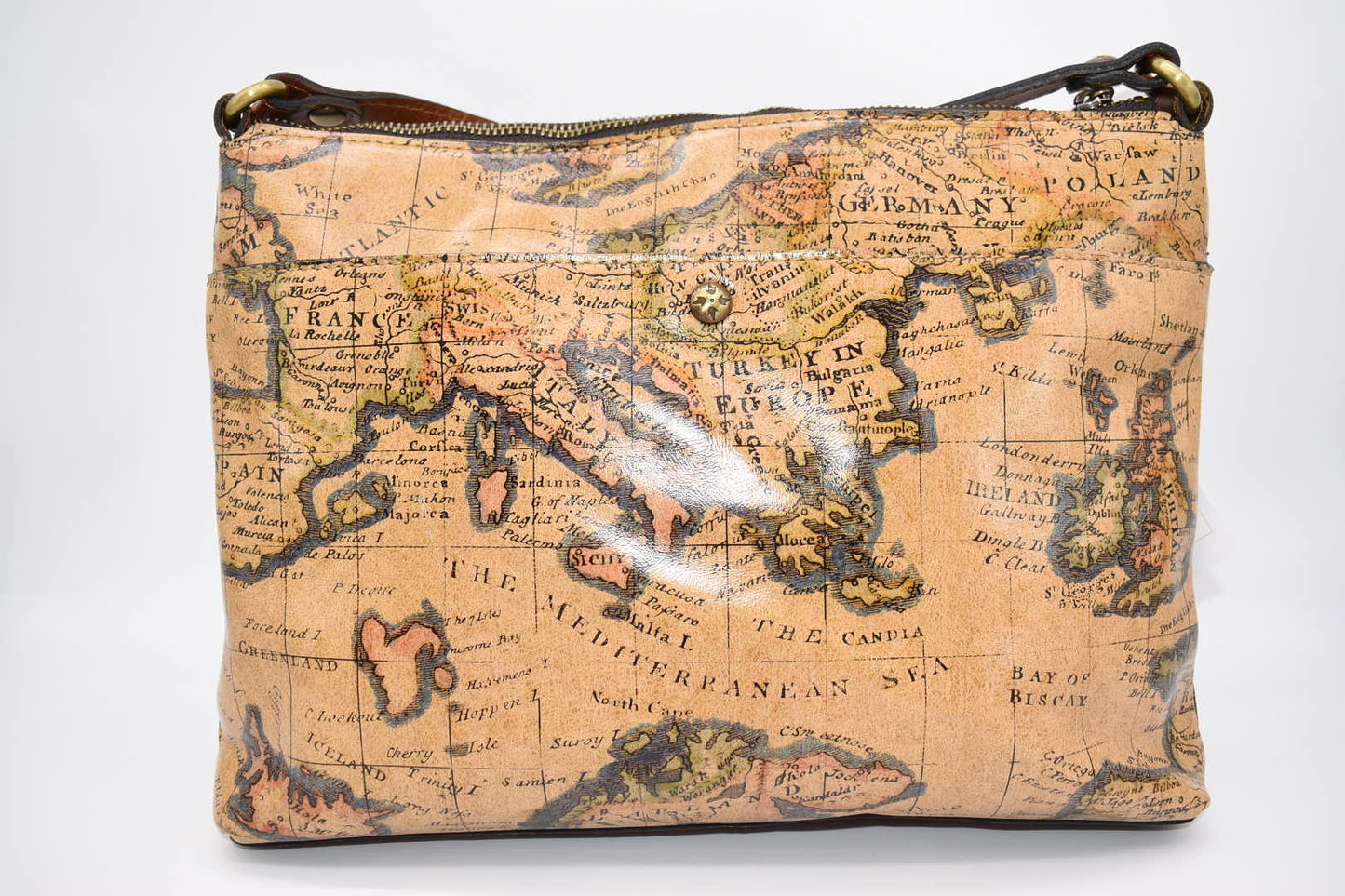 Patricia Nash Kirby East West Leather Crossbody Bag in European Map