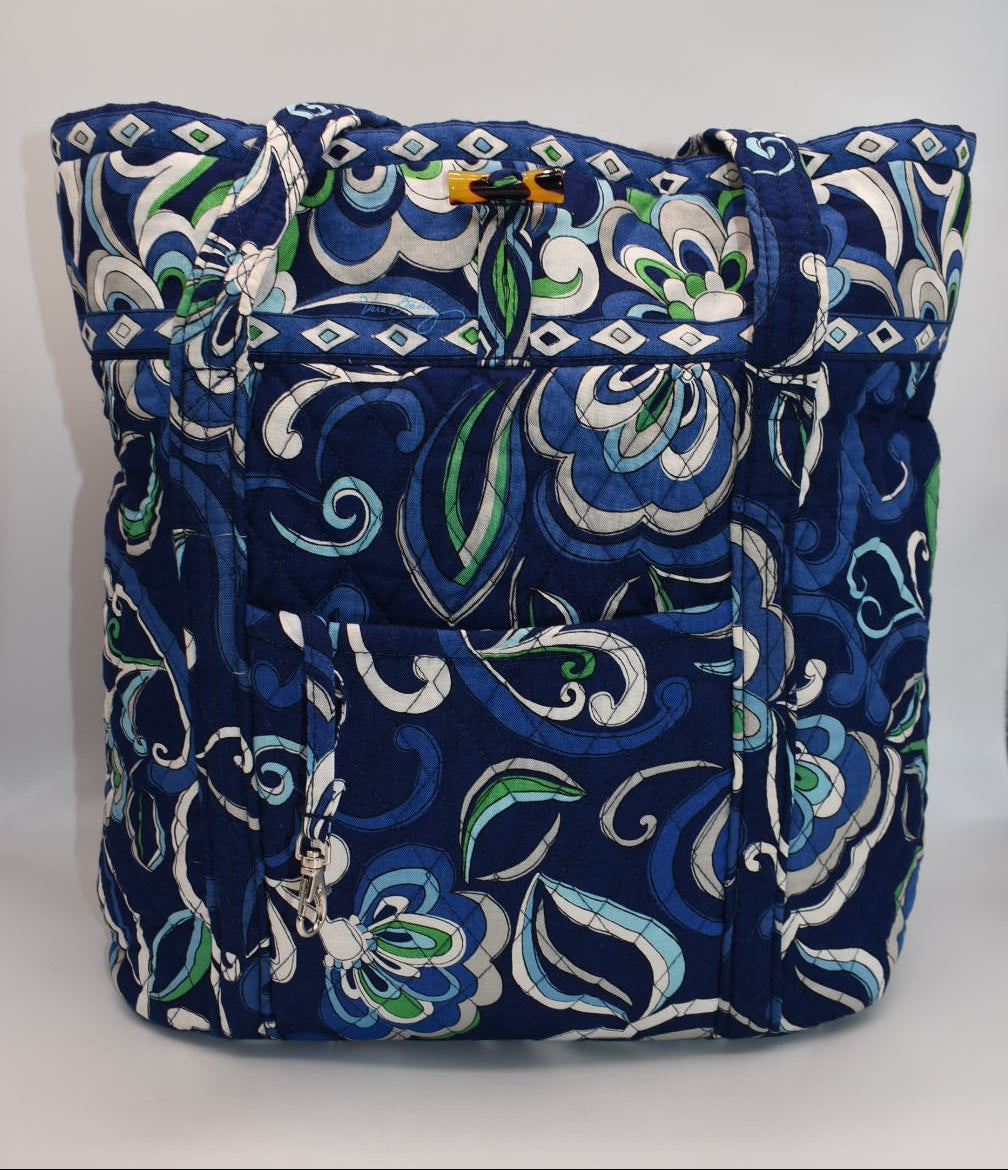 Vera Bradley Large Vera Tote Bag in "Mediterranean Blue" Pattern