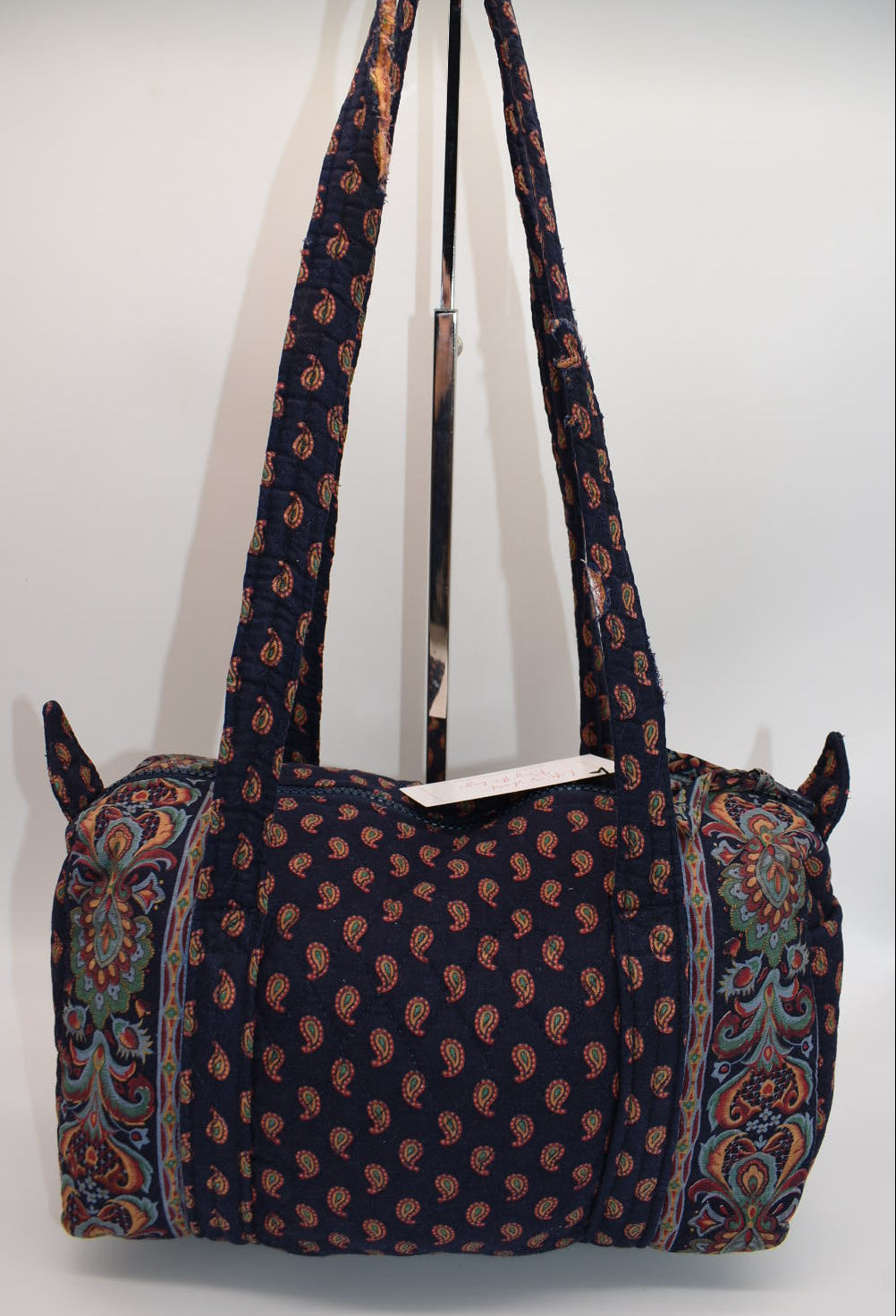Vintage Vera Bradley Barrel Shoulder Bag in "Regency Blue 1987" Pattern