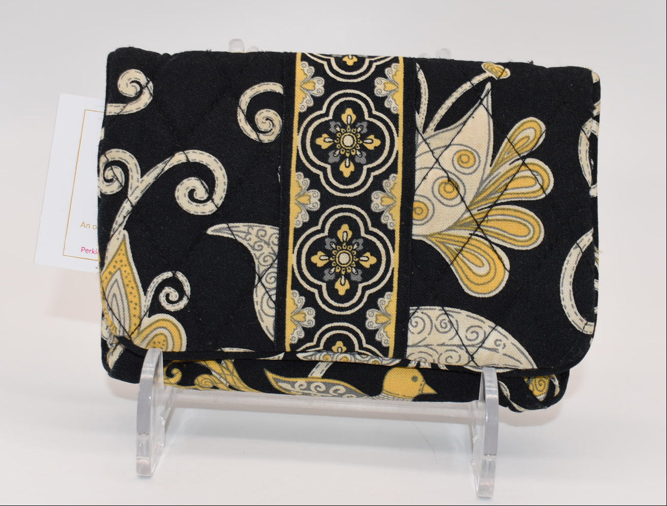 Vera Bradley "One for the Money" Bifold Wallet in Yellow Bird Pattern