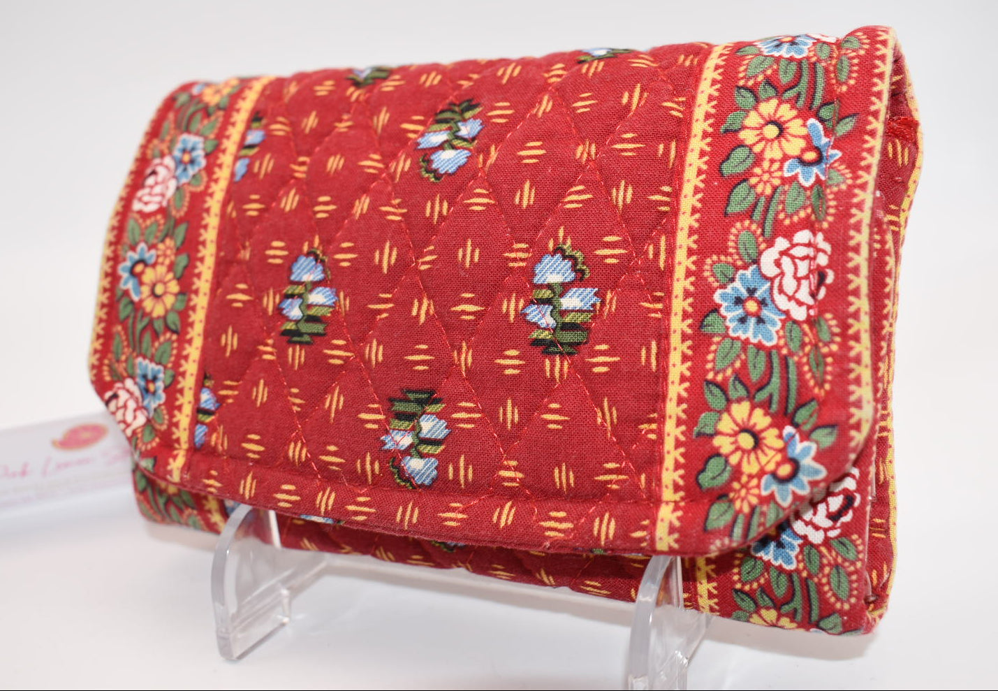 Vintage Vera Bradley Strap Crossbody Wallet in "Provincial Red-2000" Pattern