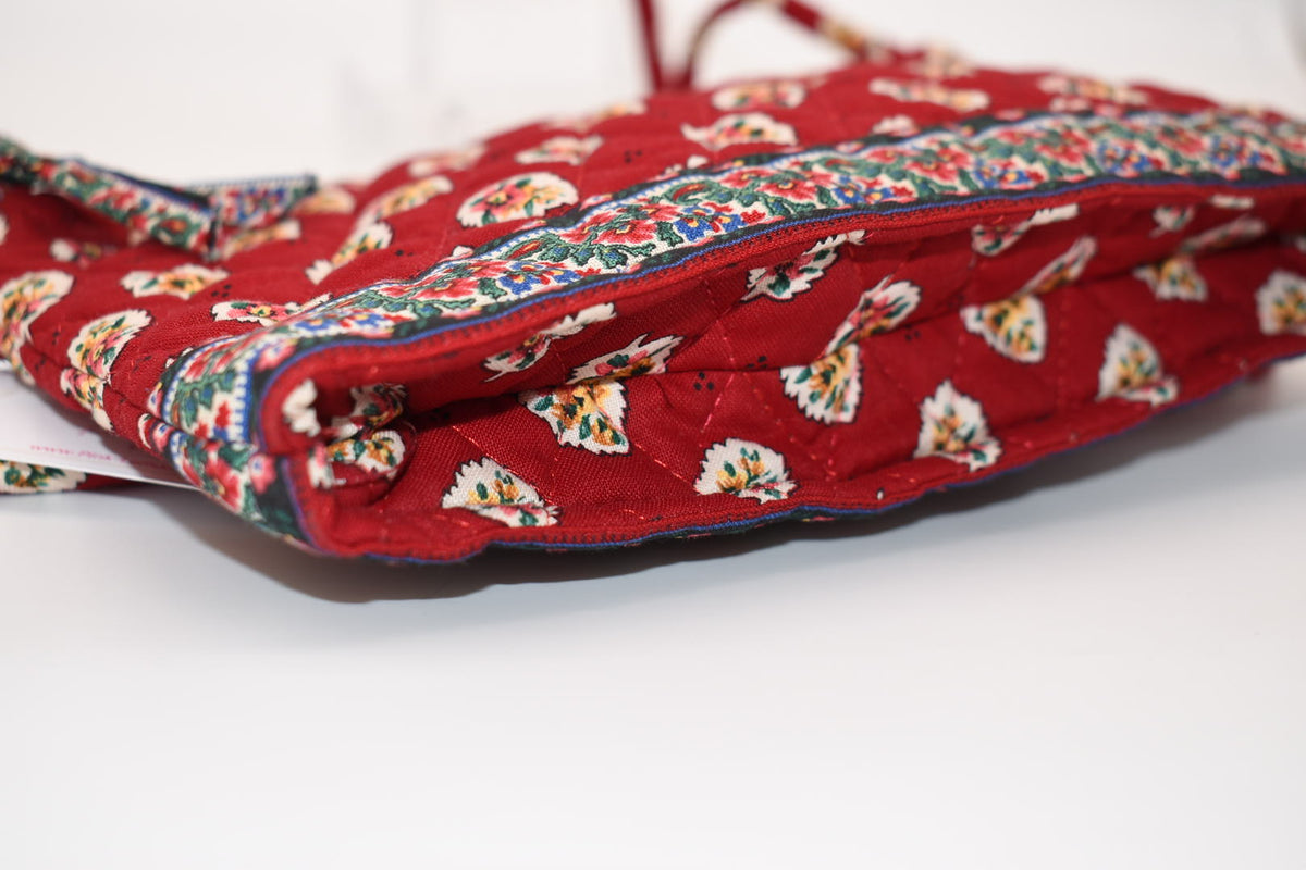 Vintage Vera Bradley Petite Crossbody/ Shoulder Bag in "Red Leaf" Pattern