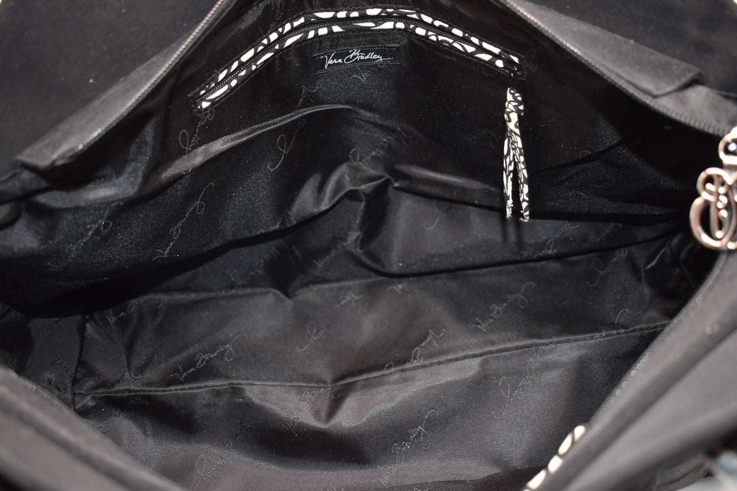 Vera Bradley Large Quilted Microfiber Satchel Bag in Black