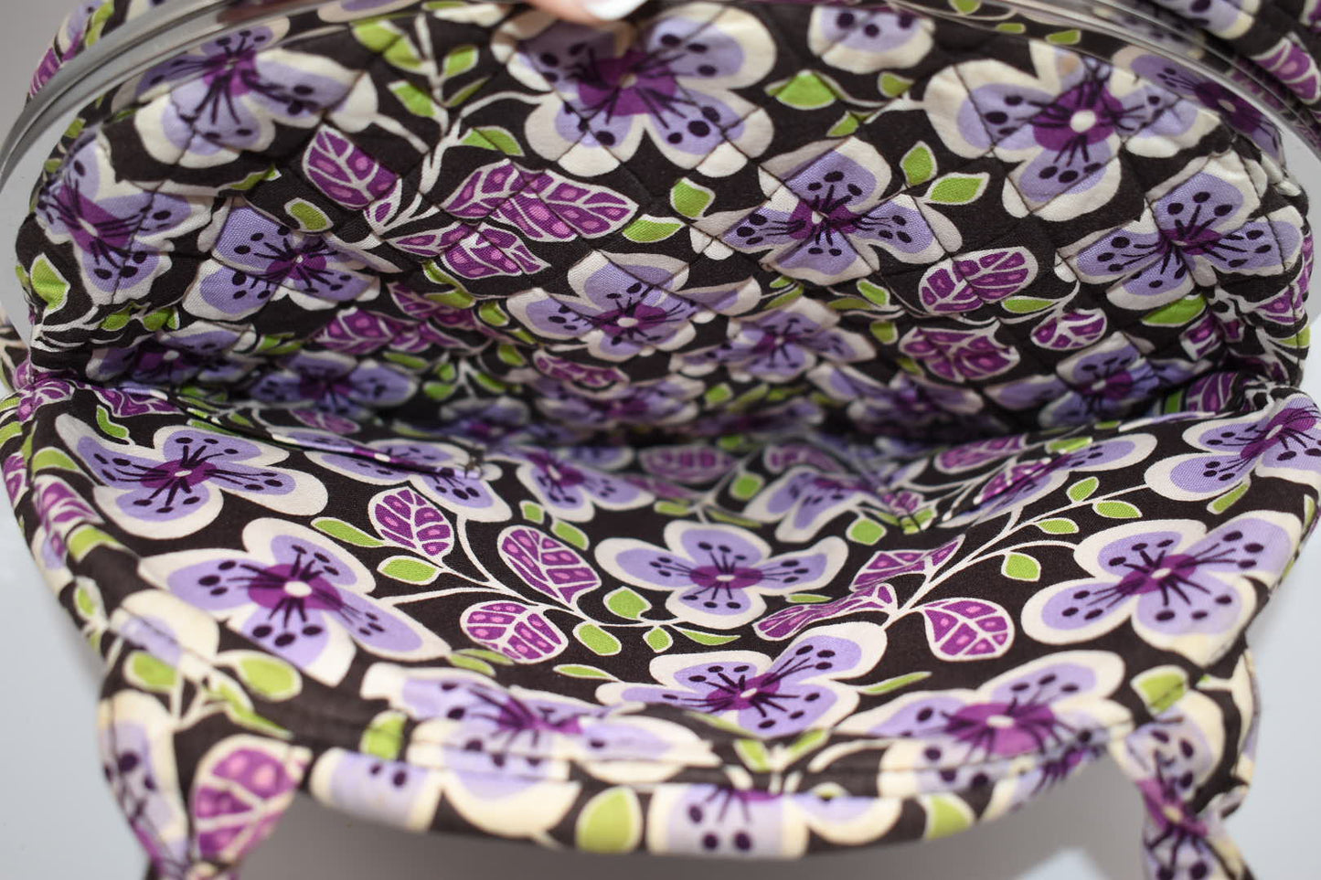 Vera Bradley Eloise Frame Satchel Bag in "Plum Petals" Pattern