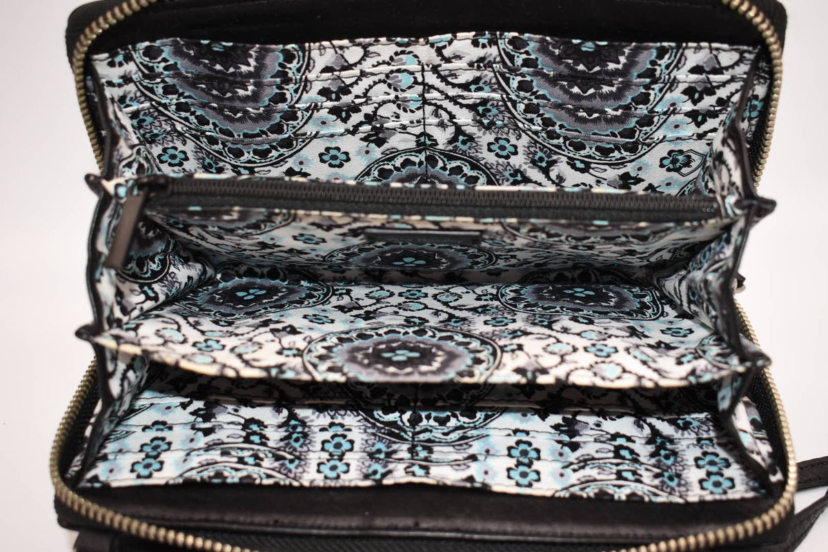 Vera Bradley Carryall "All Together" Leather Crossbody Bag / Wallet in Black