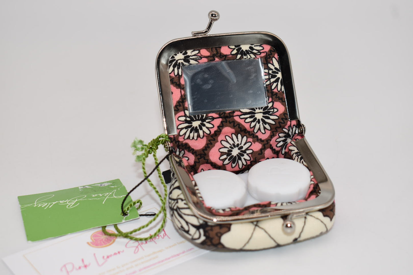 Vera Bradley Kisslock Contact Case Pouch in "Mocha Rouge" Pattern