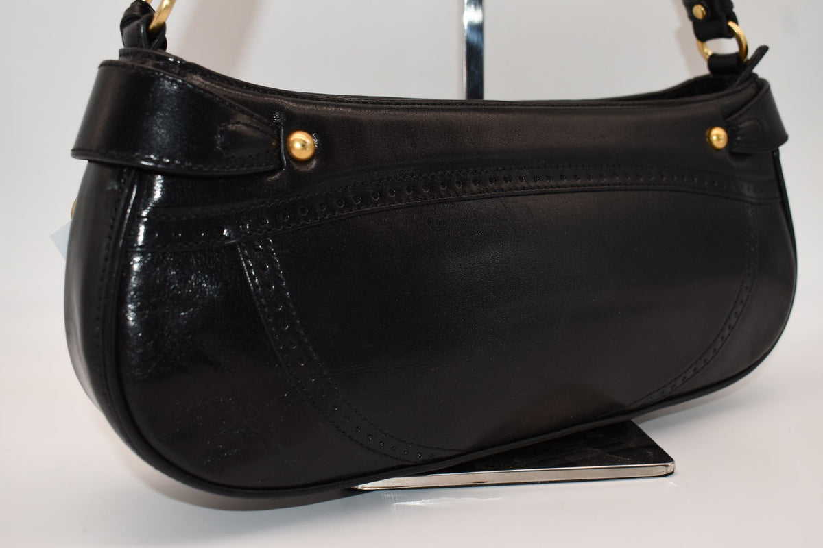 Vintage Brahmin Smooth Leather Convertible Shoulder Bag in Black