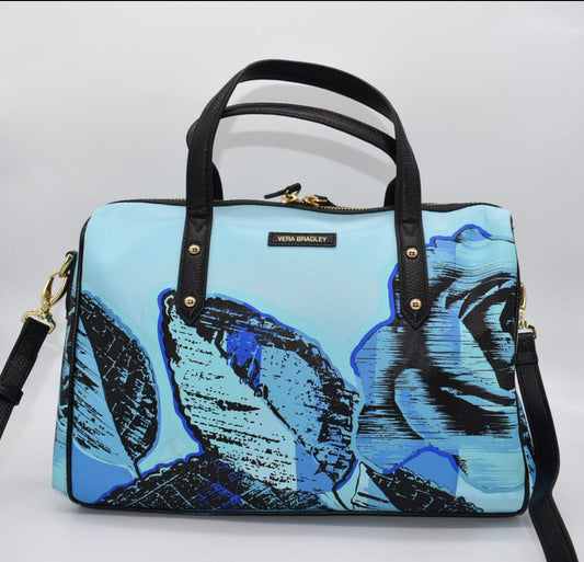 Vera Bradley Marlo Satchel Bag in "Blue Havana Rose" Pattern