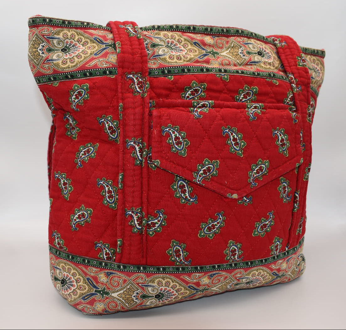 Vintage Vera Bradley Villager Tote Bag in "Red- 1991" Pattern