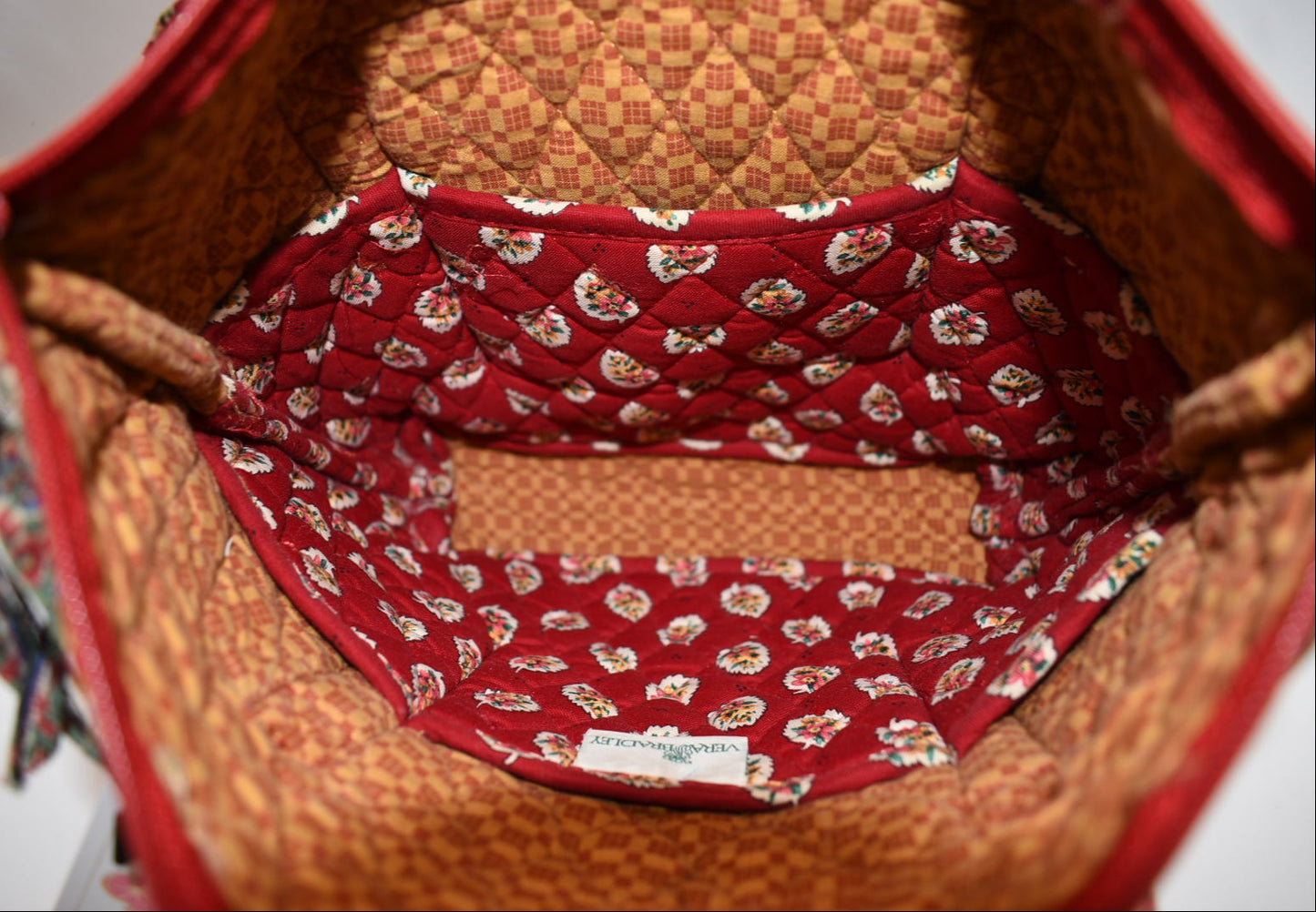 Vera Bradley Small Villager Tote Bag in "Red Leaf" Pattern