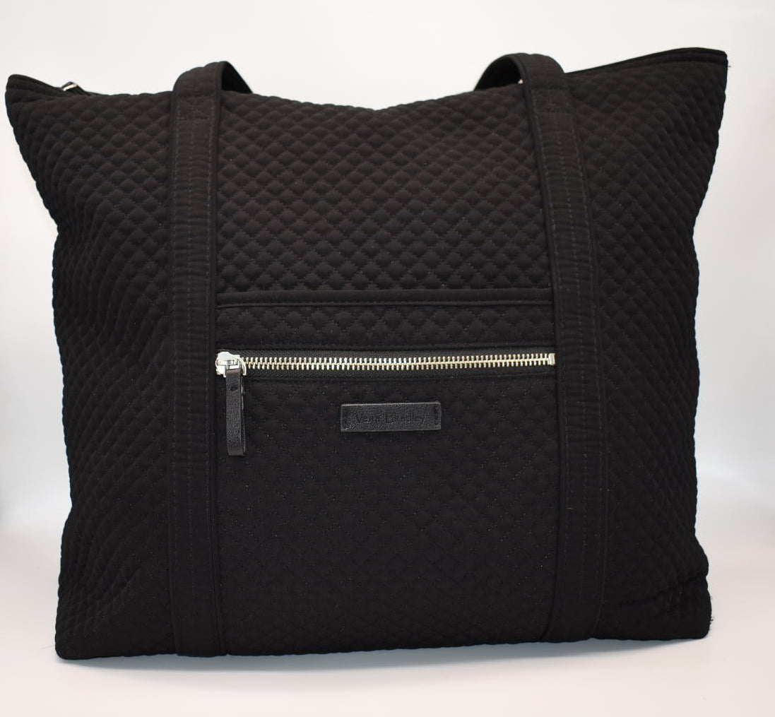 Vera Bradley Large Iconic Microfiber Vera Tote Bag in Black