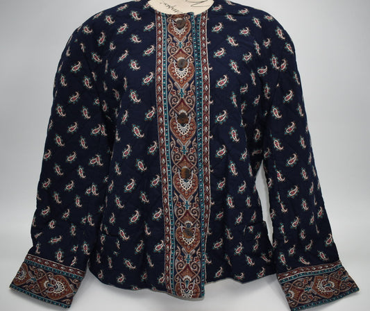 Vintage Vera Bradley Quilted Large Jacket in "Navy -1991" Pattern