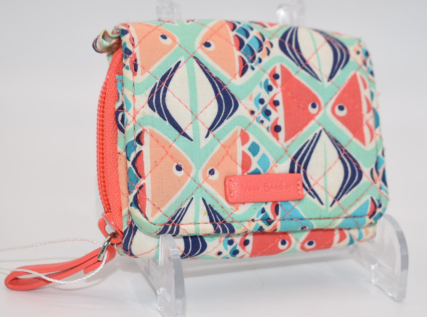 Vera Bradley RFID Compact Wallet in "Go Fish - Coral" Pattern