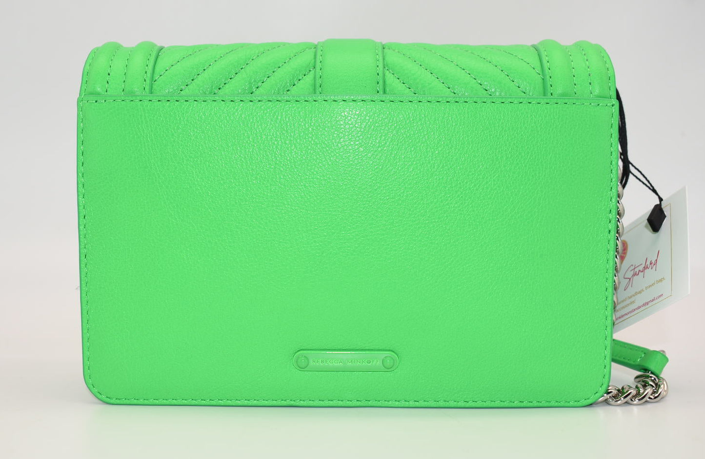 Rebecca Minkoff Chevron Quilted Small Love Crossbody Bag in Neon Green