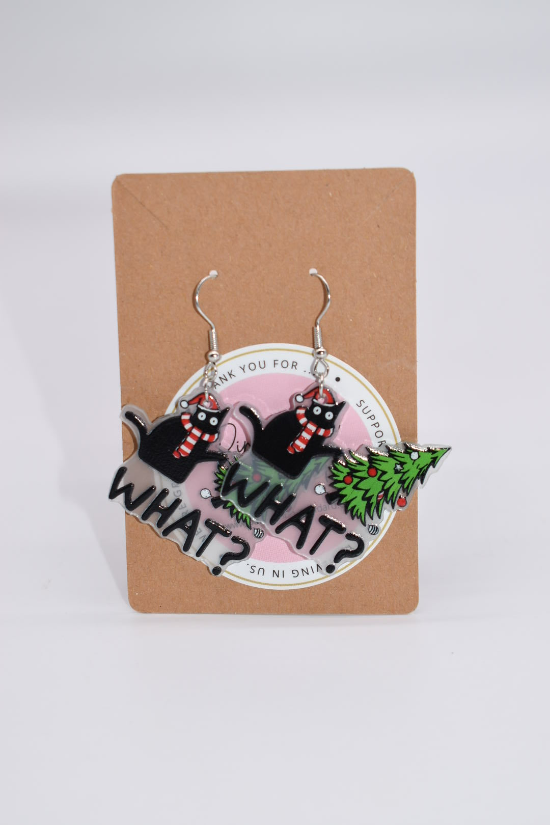 Seasonal Earrings: "Frisky Whisker Christmas" Drop Earrings