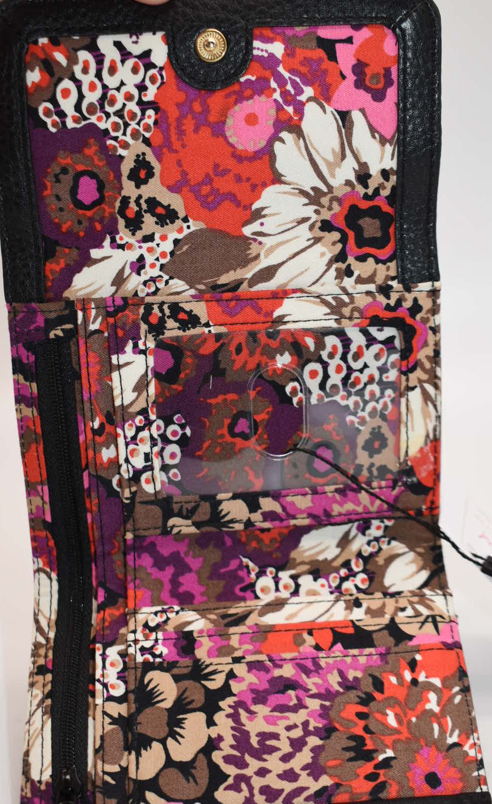 Vera Bradley Compact Riley Wallet in Quilted Black Leather