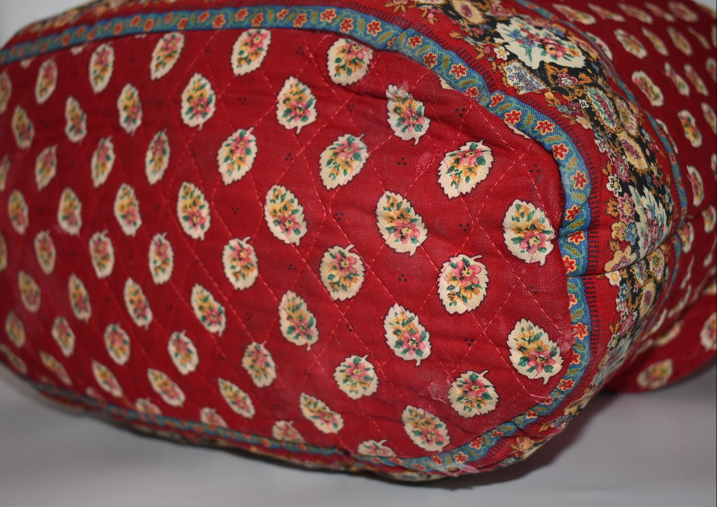 Vintage Vera Bradley Large Vera Tote Bag in "Red Leaf" Pattern