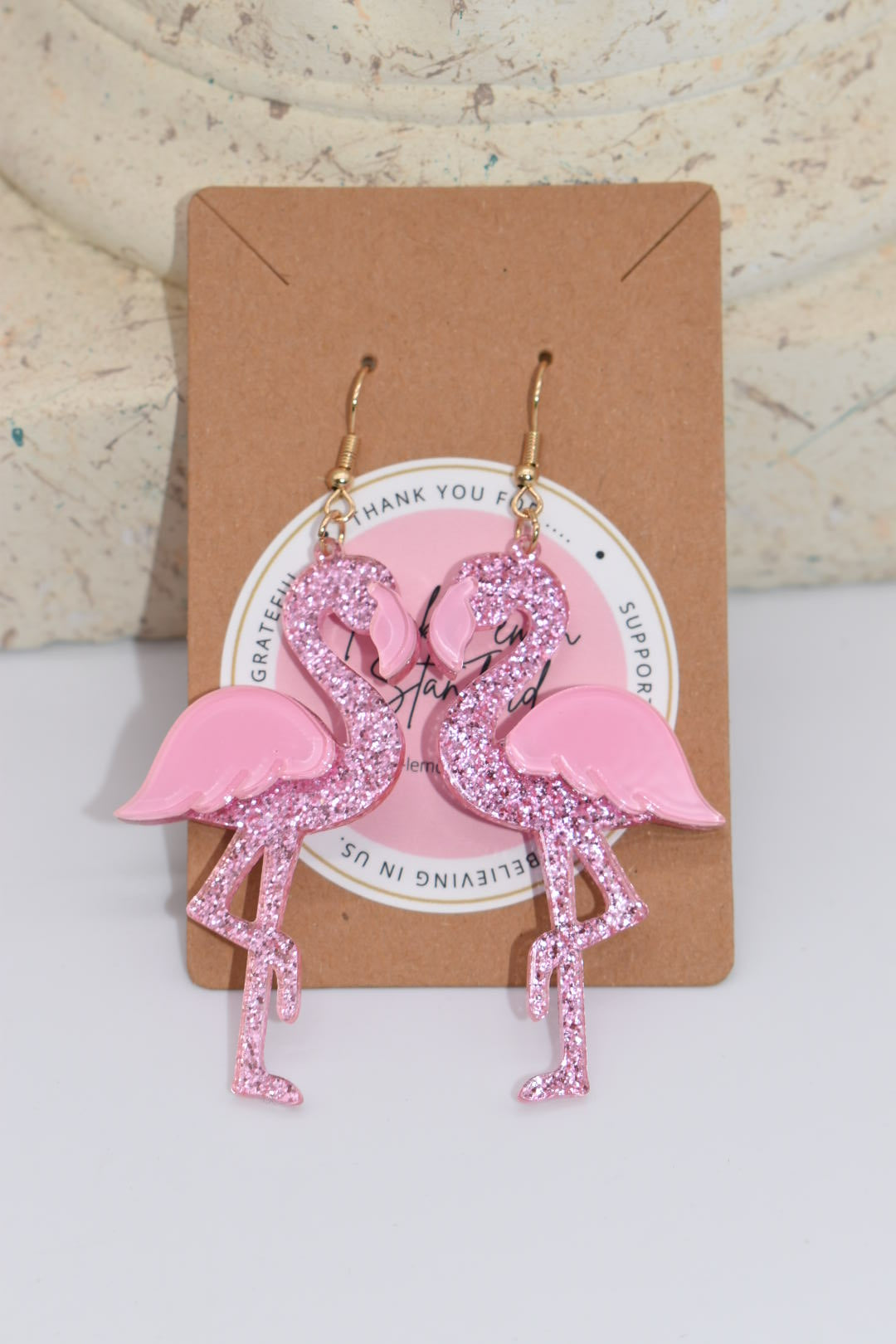 Statement Earrings: Glitter Flamingo Drop Earrings