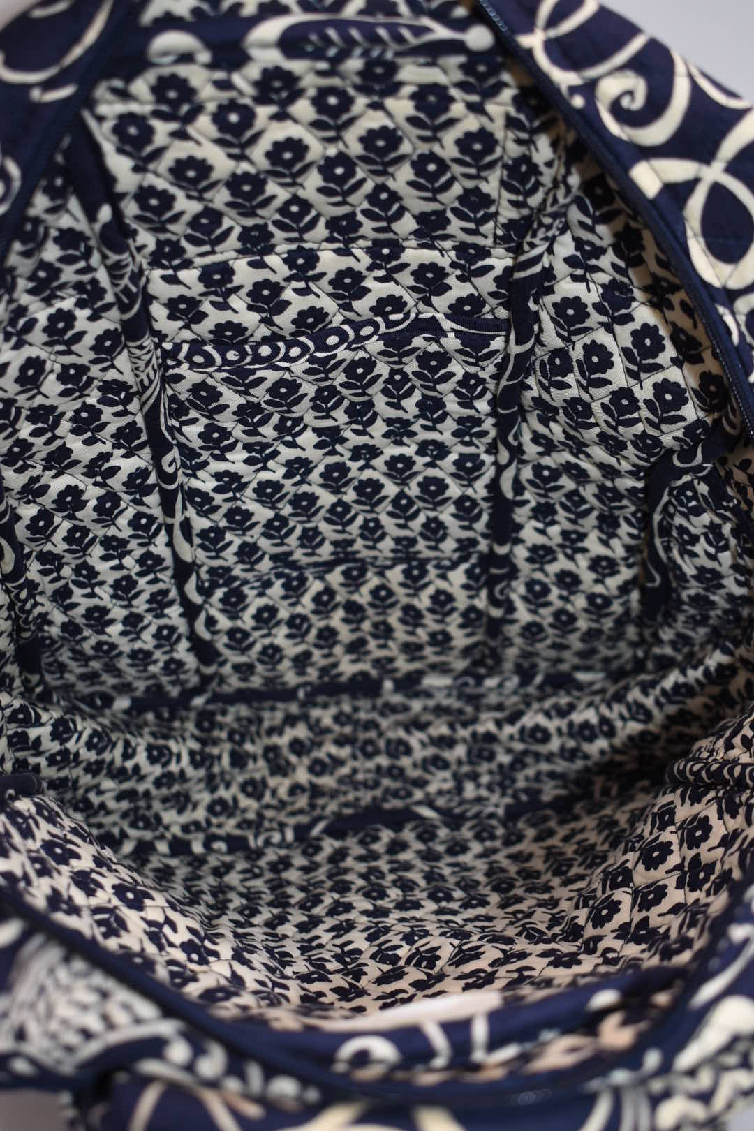 Vera Bradley Large Ultimate Backpack in "Twirly Birds- Navy" Pattern