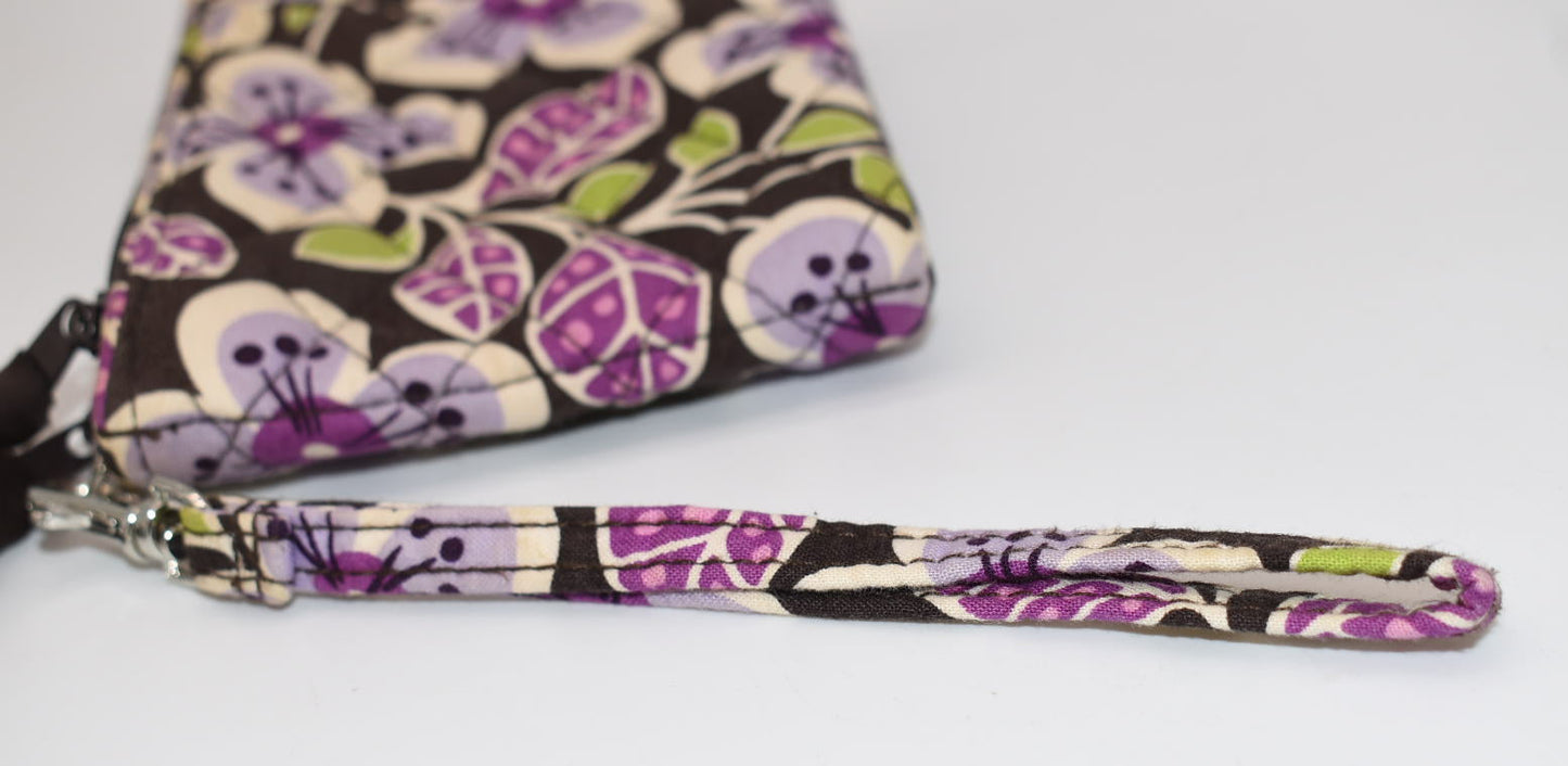 Vera Bradley Double ID Wristlet Wallet in "Plum Petals" Pattern