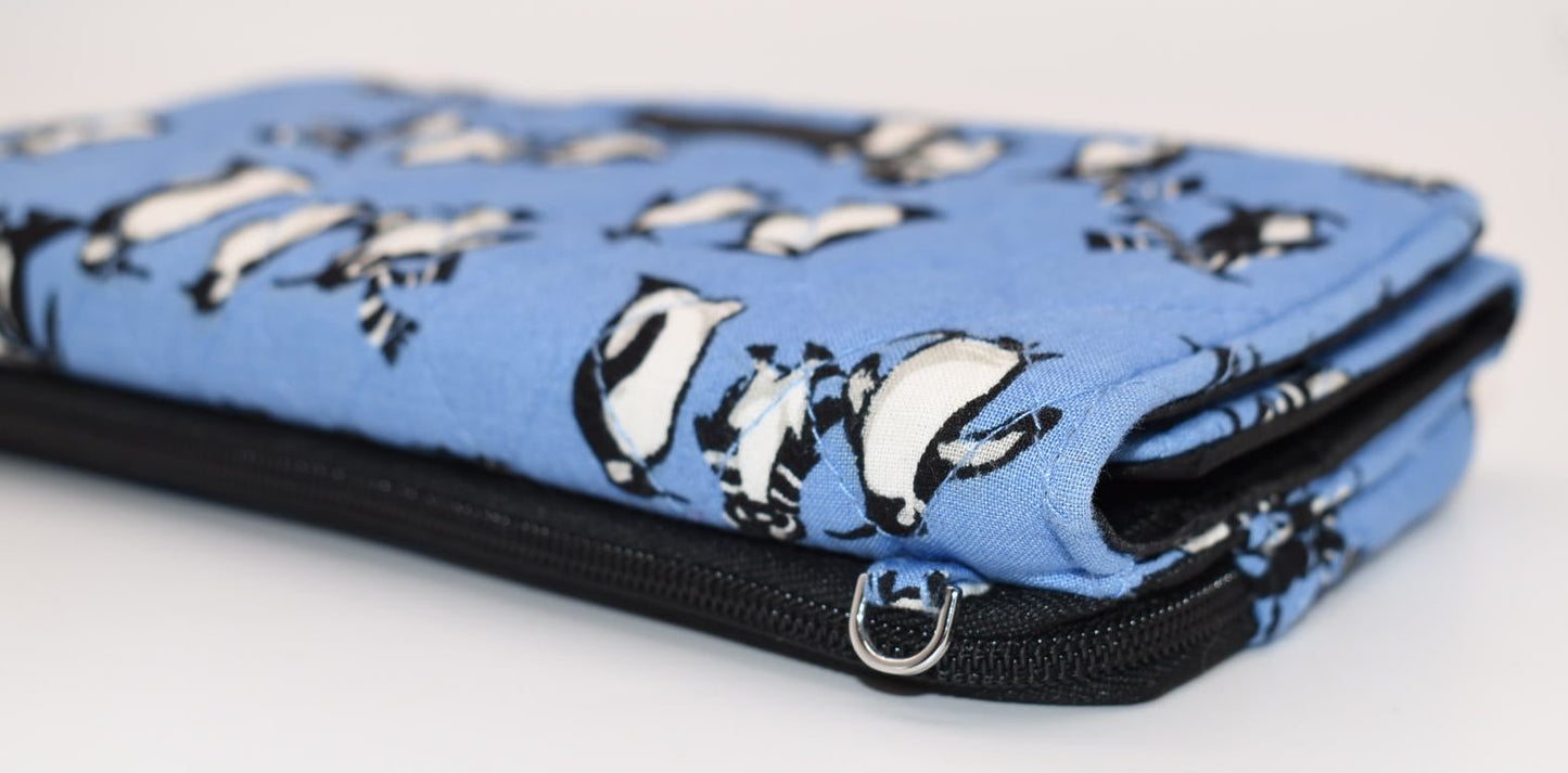 Vera Bradley Wallet Crossbody Bag in "Playful Penguins - Blue" Pattern
