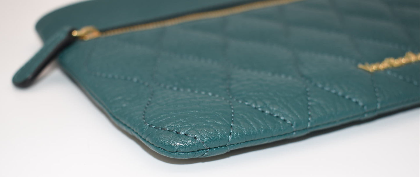 Vera Bradley Quilted Leather Mia Wristlet in Forest Green