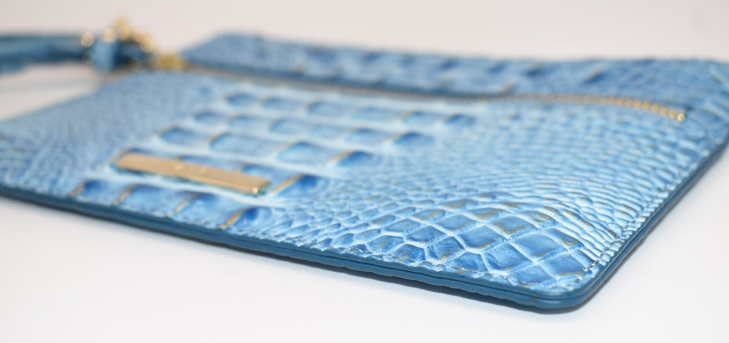 Brahmin Leather Wristlet in Aura Blue Melbourne