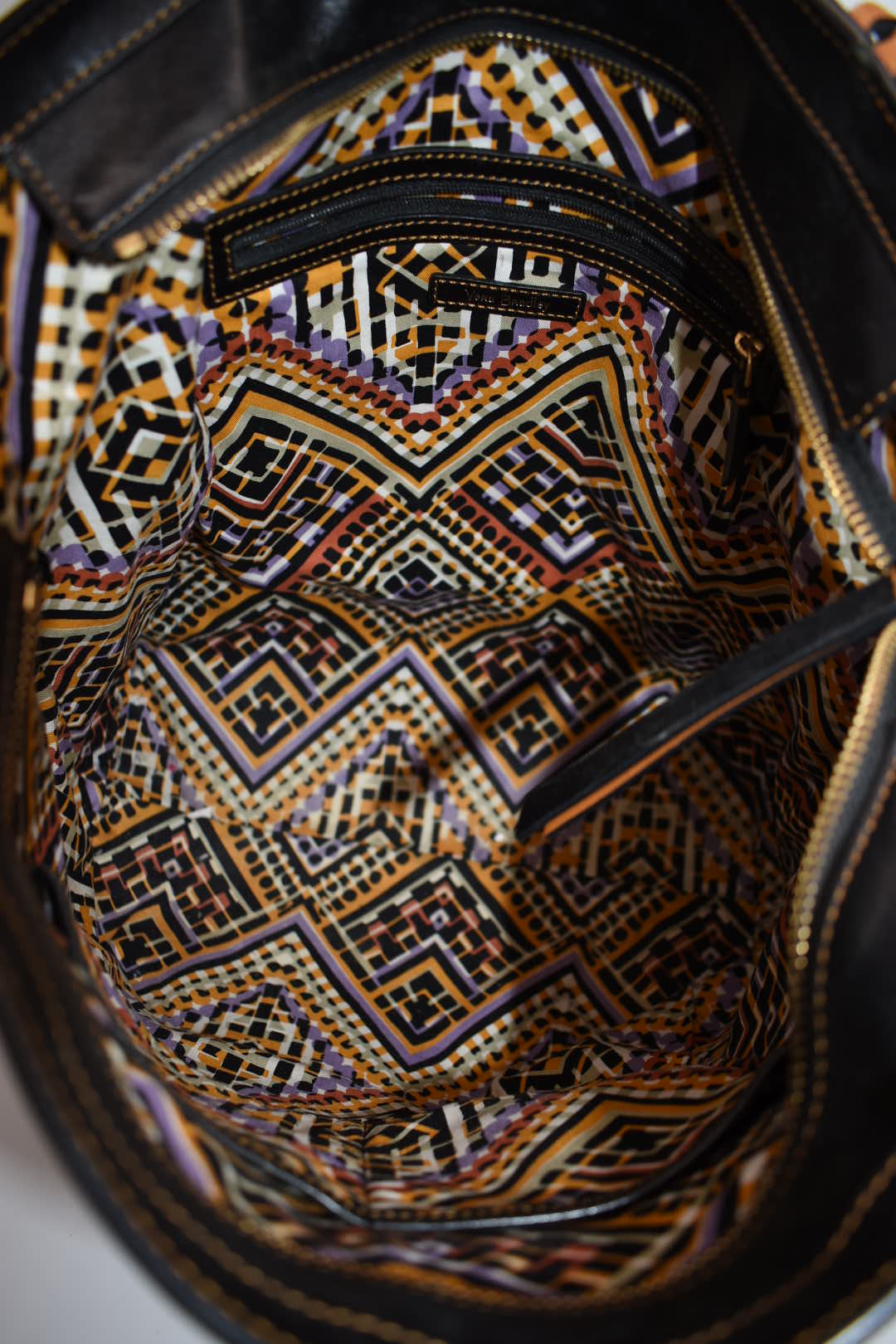 Vera Bradley Gallatin Leather Sagebrush Tote Bag in Black