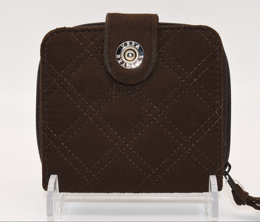 Vera Bradley Microfiber Mini Zip Wallet in Espresso