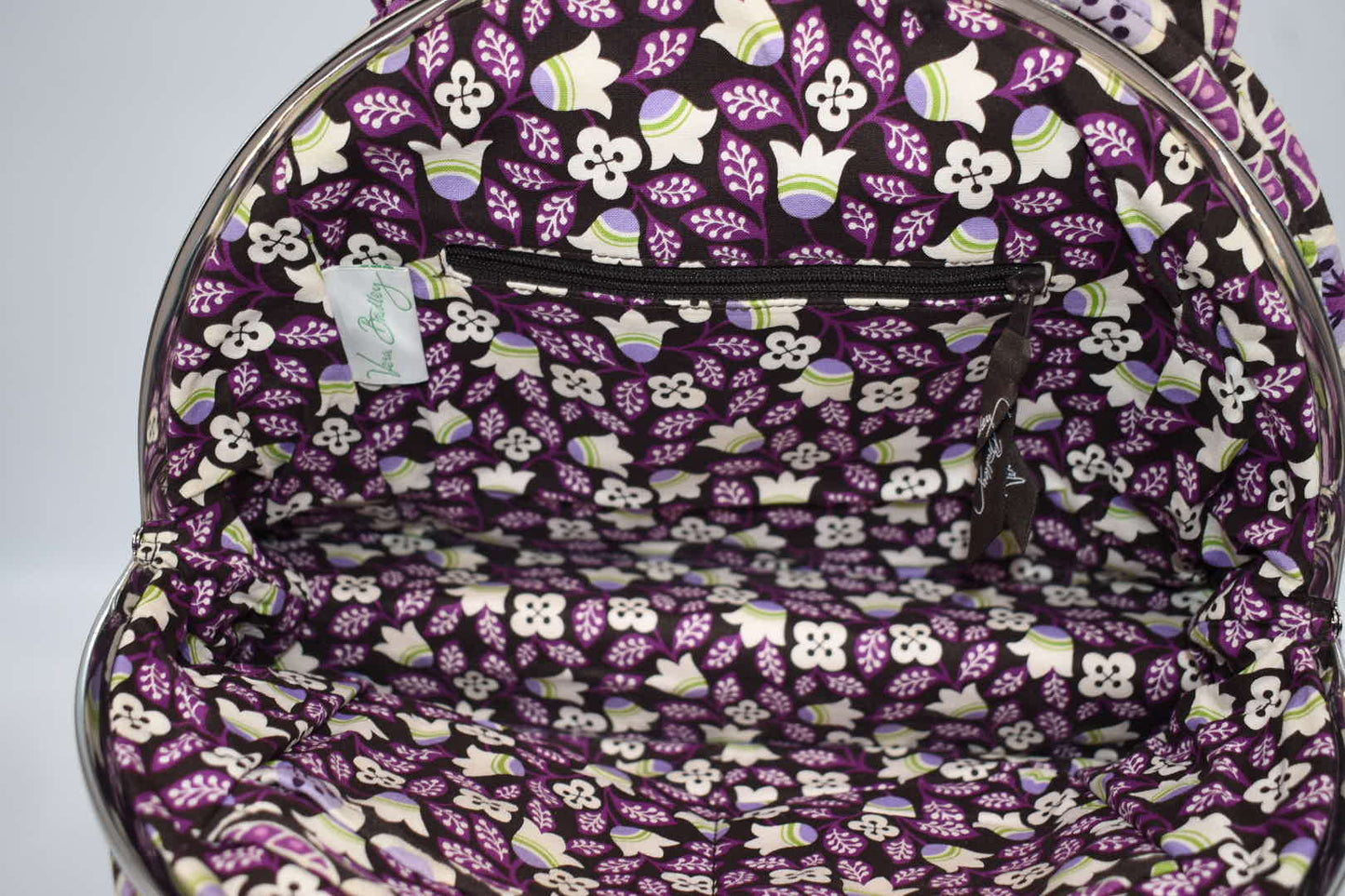 Vera Bradley Eloise Frame Satchel Bag in "Plum Petals" Pattern